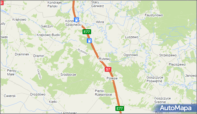 mapa Rybitwy gmina Baboszewo, Rybitwy gmina Baboszewo na mapie Targeo