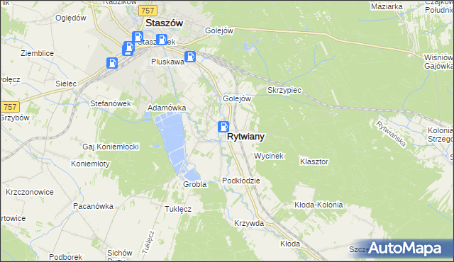 mapa Rytwiany, Rytwiany na mapie Targeo