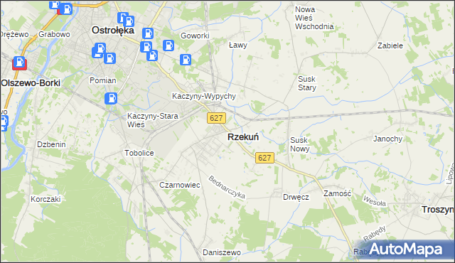 mapa Rzekuń, Rzekuń na mapie Targeo