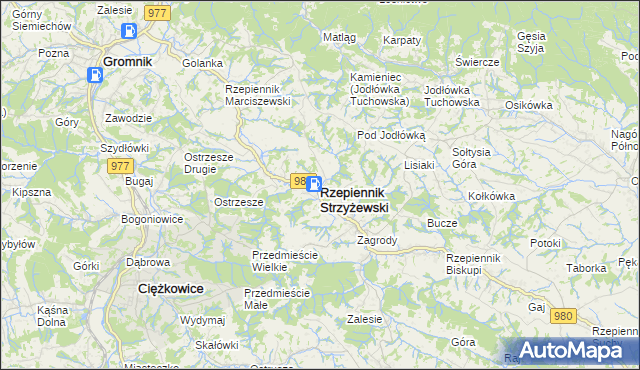 mapa Rzepiennik Strzyżewski, Rzepiennik Strzyżewski na mapie Targeo