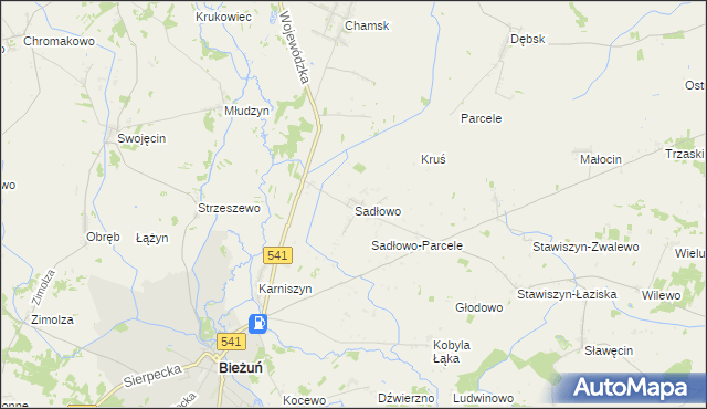mapa Sadłowo gmina Bieżuń, Sadłowo gmina Bieżuń na mapie Targeo