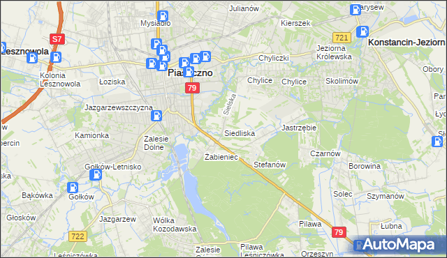 mapa Siedliska gmina Piaseczno, Siedliska gmina Piaseczno na mapie Targeo
