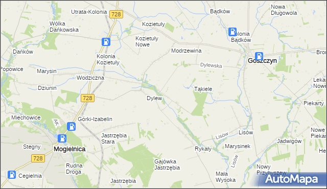 mapa Sielec gmina Goszczyn, Sielec gmina Goszczyn na mapie Targeo