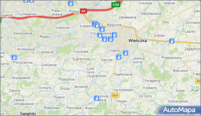 mapa Siercza, Siercza na mapie Targeo