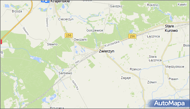 mapa Sierosławice gmina Zwierzyn, Sierosławice gmina Zwierzyn na mapie Targeo