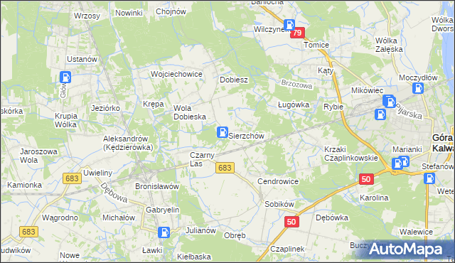 mapa Sierzchów gmina Góra Kalwaria, Sierzchów gmina Góra Kalwaria na mapie Targeo