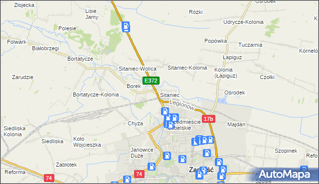 mapa Sitaniec, Sitaniec na mapie Targeo