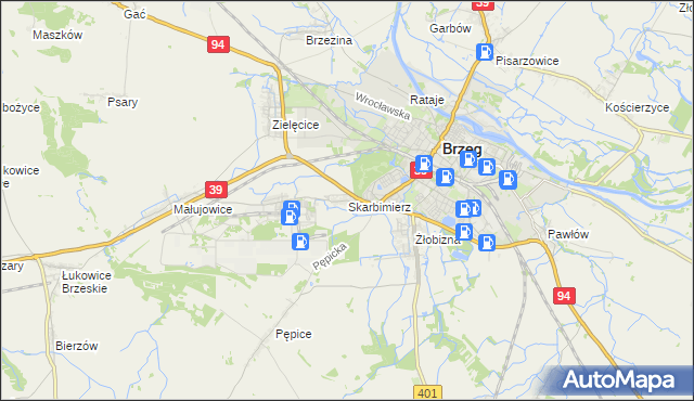 mapa Skarbimierz powiat brzeski, Skarbimierz powiat brzeski na mapie Targeo