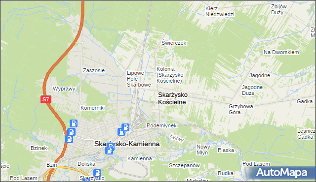 mapa Skarżysko Kościelne, Skarżysko Kościelne na mapie Targeo
