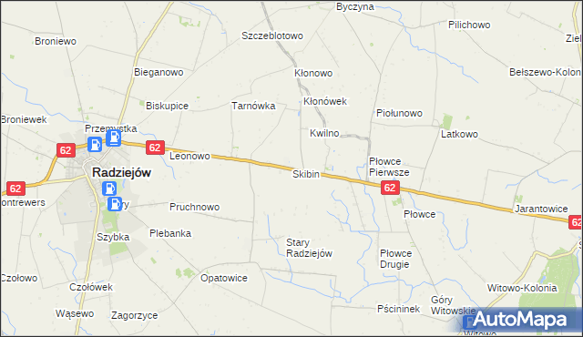 mapa Skibin gmina Radziejów, Skibin gmina Radziejów na mapie Targeo