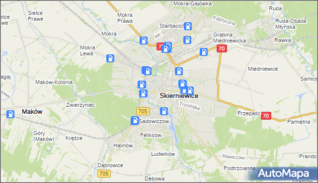 mapa Skierniewic, Skierniewice na mapie Targeo