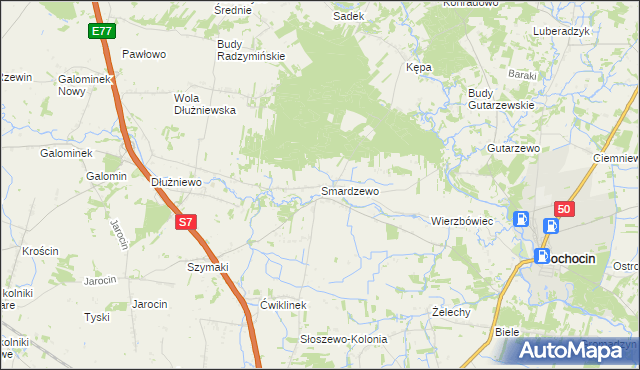 mapa Smardzewo gmina Sochocin, Smardzewo gmina Sochocin na mapie Targeo