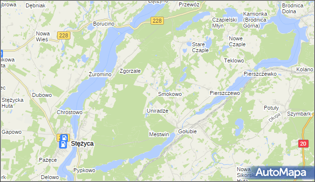 mapa Smokowo gmina Stężyca, Smokowo gmina Stężyca na mapie Targeo
