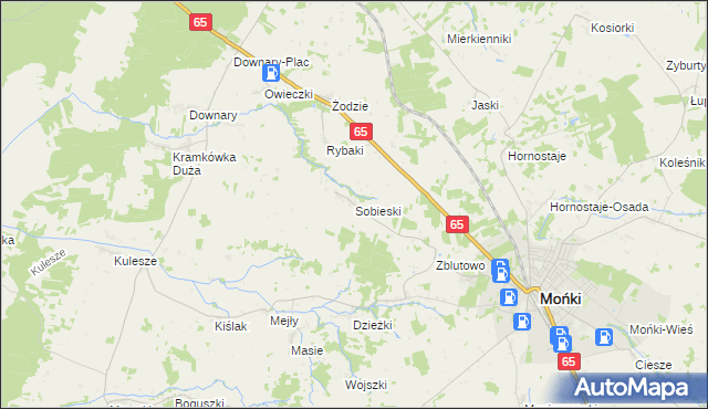 mapa Sobieski gmina Mońki, Sobieski gmina Mońki na mapie Targeo