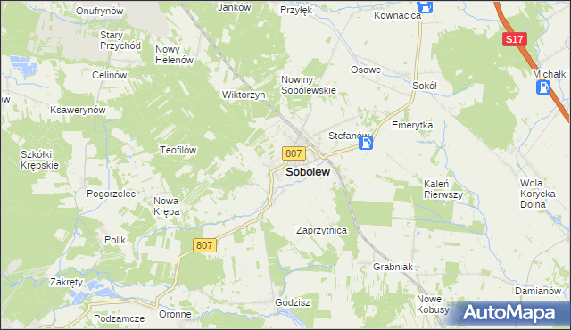 mapa Sobolew powiat garwoliński, Sobolew powiat garwoliński na mapie Targeo