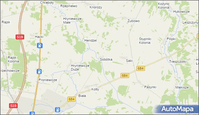 mapa Sobótka gmina Bielsk Podlaski, Sobótka gmina Bielsk Podlaski na mapie Targeo