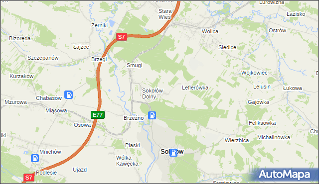 mapa Sokołów Górny, Sokołów Górny na mapie Targeo