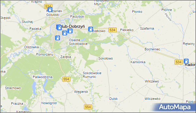 mapa Sokołowo gmina Golub-Dobrzyń, Sokołowo gmina Golub-Dobrzyń na mapie Targeo