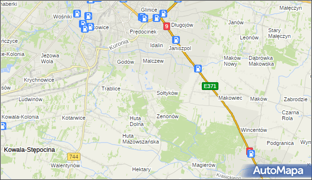 mapa Sołtyków gmina Skaryszew, Sołtyków gmina Skaryszew na mapie Targeo