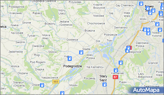 mapa Stadła, Stadła na mapie Targeo