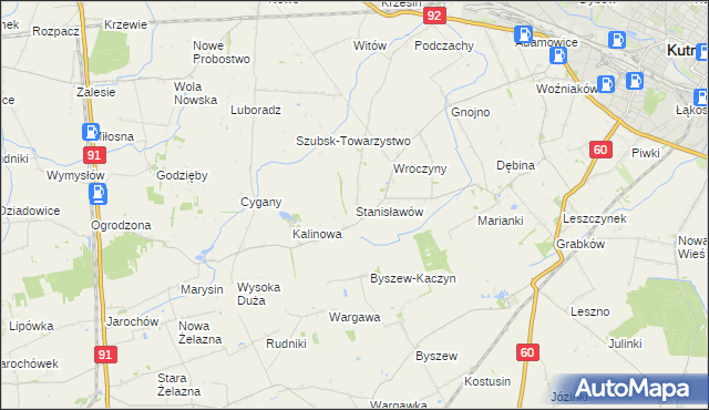 mapa Stanisławów gmina Kutno, Stanisławów gmina Kutno na mapie Targeo