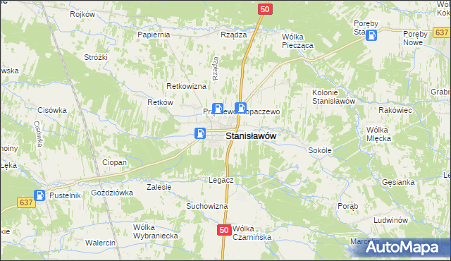 mapa Stanisławów powiat miński, Stanisławów powiat miński na mapie Targeo