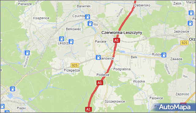 mapa Stanowice gmina Czerwionka-Leszczyny, Stanowice gmina Czerwionka-Leszczyny na mapie Targeo