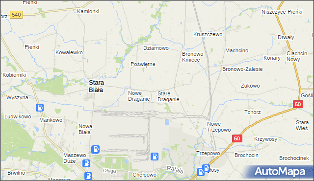 mapa Stare Draganie, Stare Draganie na mapie Targeo