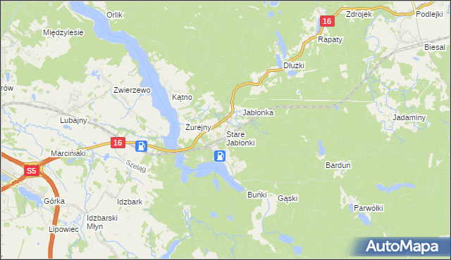 mapa Stare Jabłonki, Stare Jabłonki na mapie Targeo