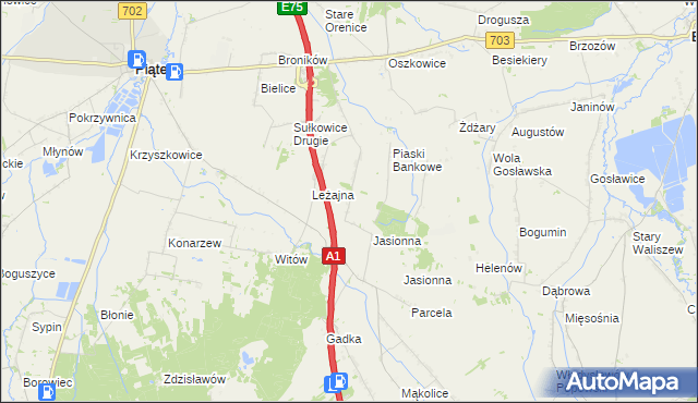 mapa Stare Piaski gmina Piątek, Stare Piaski gmina Piątek na mapie Targeo