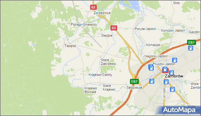 mapa Stare Zakrzewo, Stare Zakrzewo na mapie Targeo