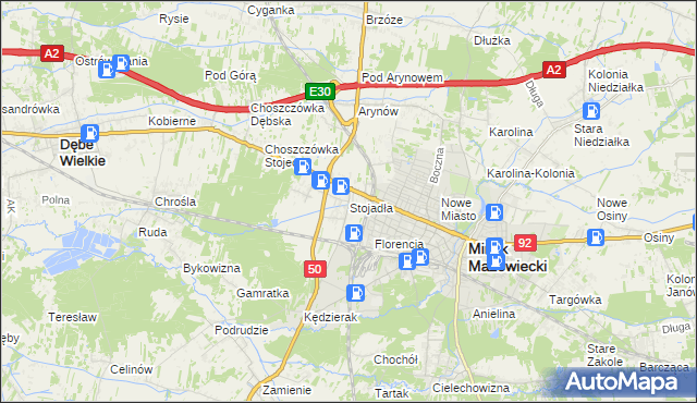mapa Stojadła, Stojadła na mapie Targeo