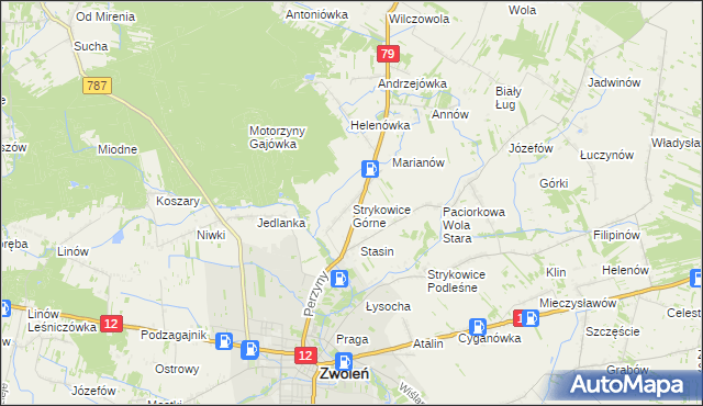 mapa Strykowice Górne, Strykowice Górne na mapie Targeo