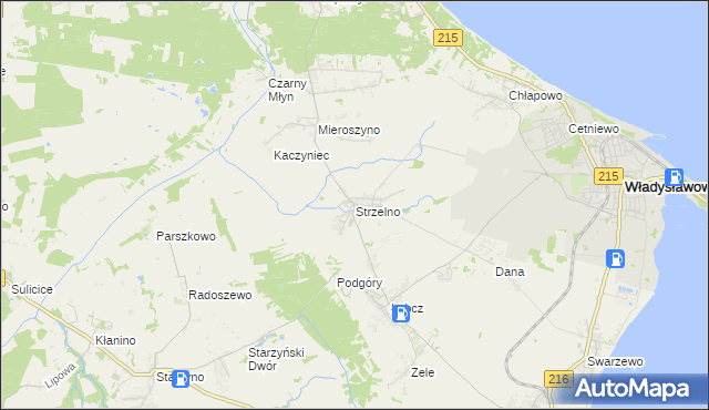 mapa Strzelno gmina Puck, Strzelno gmina Puck na mapie Targeo