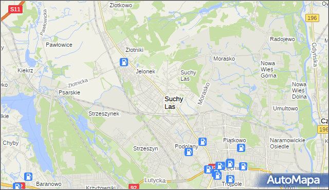 mapa Suchy Las powiat poznański, Suchy Las powiat poznański na mapie Targeo