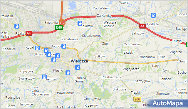 mapa Sułków gmina Wieliczka, Sułków gmina Wieliczka na mapie Targeo
