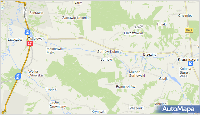 mapa Surhów, Surhów na mapie Targeo