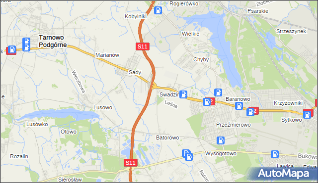 mapa Swadzim gmina Tarnowo Podgórne, Swadzim gmina Tarnowo Podgórne na mapie Targeo
