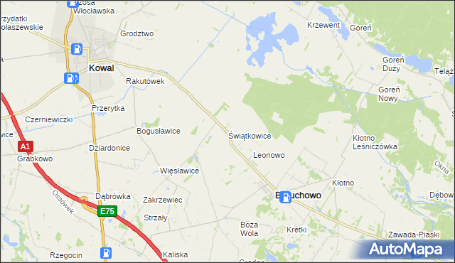 mapa Świątkowice gmina Baruchowo, Świątkowice gmina Baruchowo na mapie Targeo