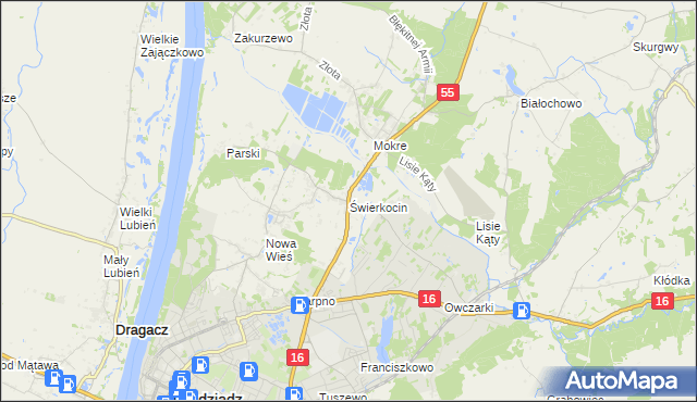 mapa Świerkocin gmina Grudziądz, Świerkocin gmina Grudziądz na mapie Targeo