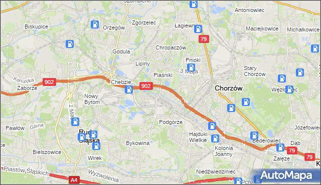 mapa Świętochłowice, Świętochłowice na mapie Targeo