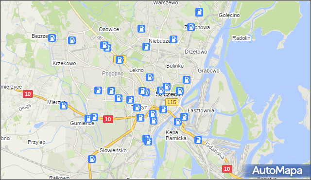 mapa Szczecina, Szczecin na mapie Targeo