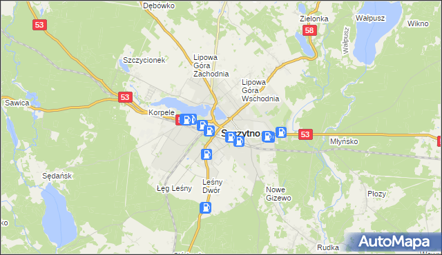 mapa Szczytno, Szczytno na mapie Targeo