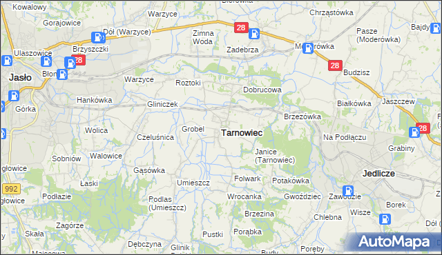 mapa Tarnowiec powiat jasielski, Tarnowiec powiat jasielski na mapie Targeo