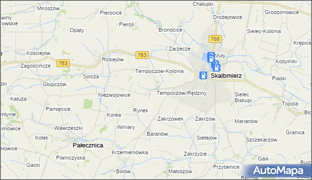 mapa Tempoczów-Rędziny, Tempoczów-Rędziny na mapie Targeo