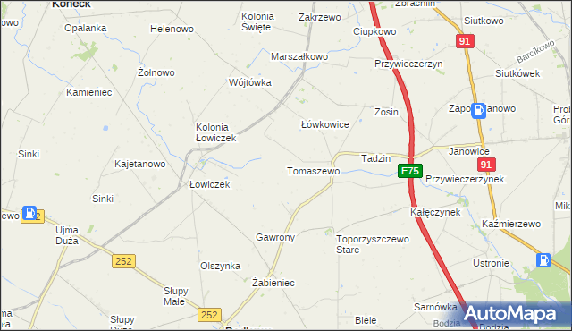 mapa Tomaszewo gmina Bądkowo, Tomaszewo gmina Bądkowo na mapie Targeo