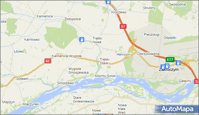 mapa Trębki Stare, Trębki Stare na mapie Targeo