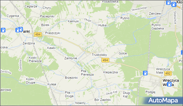 mapa Truskolasy gmina Wręczyca Wielka, Truskolasy gmina Wręczyca Wielka na mapie Targeo