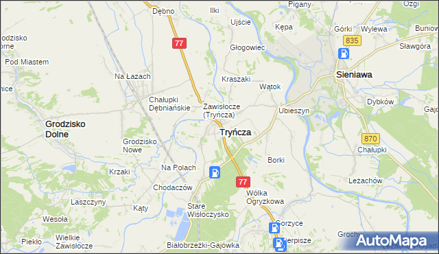 mapa Tryńcza, Tryńcza na mapie Targeo