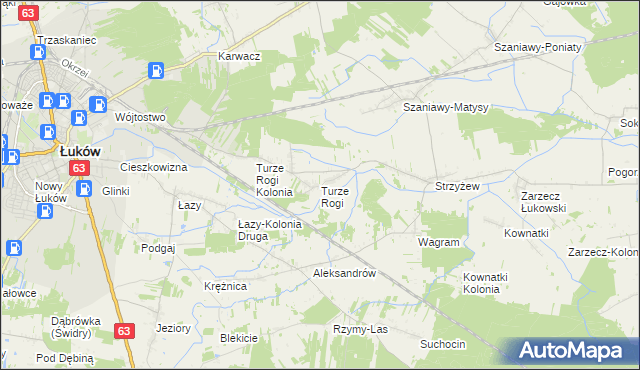 mapa Turze Rogi, Turze Rogi na mapie Targeo